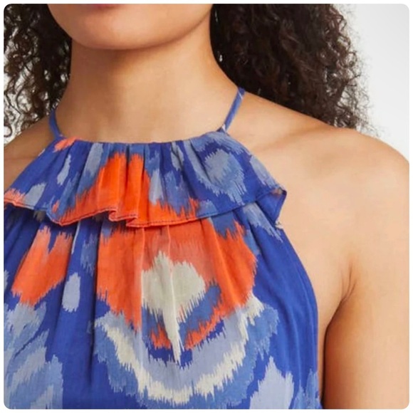 Banjanan | Romantic Boho Lucia Maxi Dress In Ikat Soladite Blue Floral - Picture 6 of 12